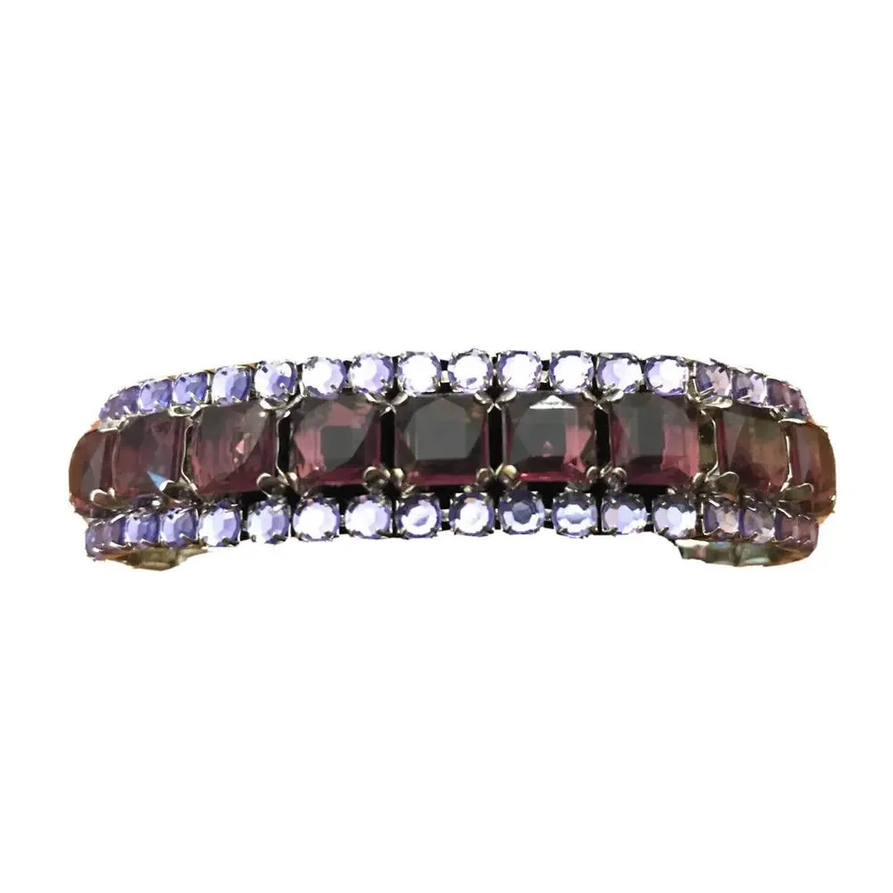 Estate Purple Large & Small Gem 3 Row Stretch Bracelet 3/4
